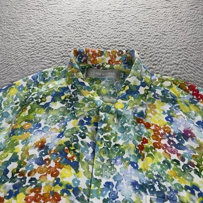 Jams World Shirt Mens Medium Multicolor Watercolor Button Hawaiian Rayon USA - Image 1 of 4