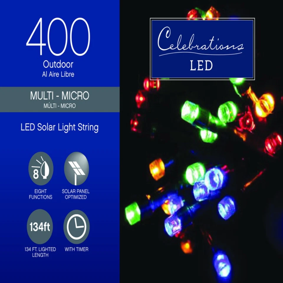 Celebrations 37400MC1 Christmas Solar Micro LED Light Set 3.7 Volts