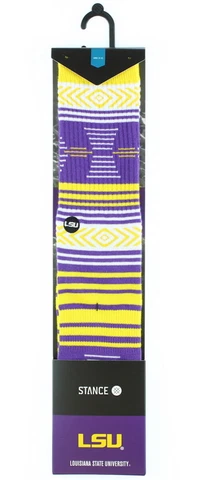 Stance Mens NCAA LSU Stance Classic Crew Socks LSA Mazed Tigers Purple Large Cover