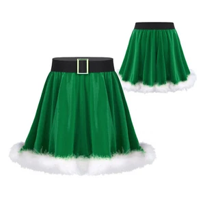 Girls Christmas Skirt Santa Claus Cosplay Costume Dance Tutu Skirts with Belt - Picture 1 of 29
