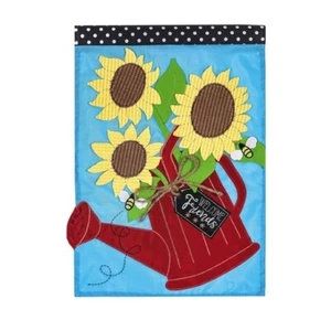 "Lata de riego de girasol ZKL168949 APLIQUES de hoja perenne bandera de jardín 12,5"" x 18""" - Imagen 1 de 1