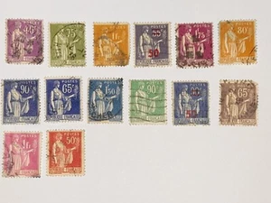 France Postage Stamps Peace Allegory 1930s (14 stamps) - Picture 1 of 4