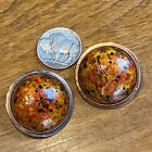 VNTG Signed Renoir Matise FLAME Glitter Confetti Round COPPER Clip On Earrings 