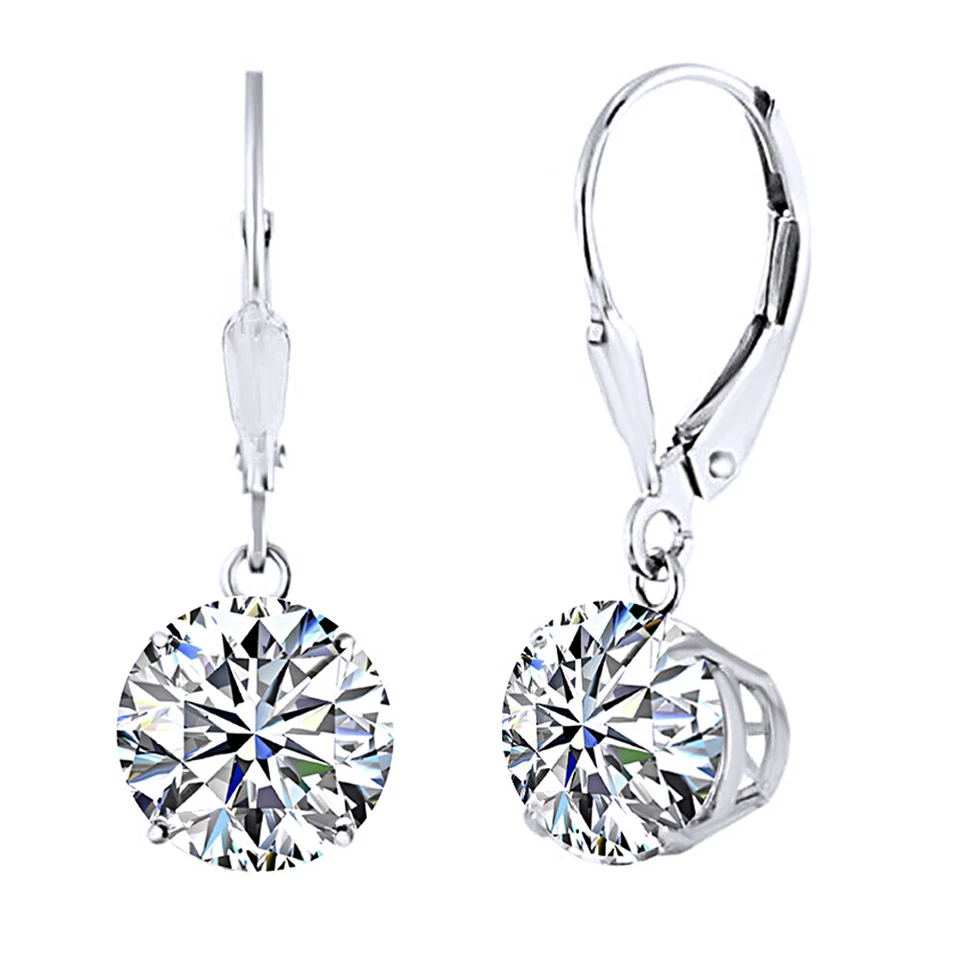 Pendiente trasero palanca topacio redondo de 2 quilates chapado en oro de 14 quilates envío gratuito y rápido $119,96 Foto 1 de 1