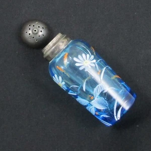 EAPG UNKNOWN TAPERED PILLAR BLUE HAND PAINTED GLASS SHAKER INTERIOR OPTIC - Picture 1 of 5