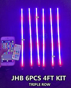 6PCS 4FT TRIPLE ROW Remote & Bluetooth Chasing LED Slingshot Wheel Strips Lights - Picture 1 of 12