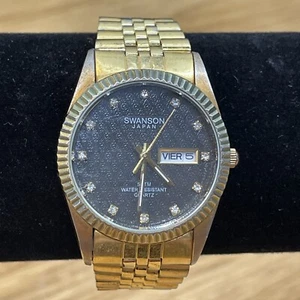 Swanson Miyota Men's Gold Tone Watch Fashion Jewelry Date Estate Find KG - Picture 1 of 9