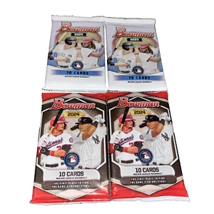 (2) 2025 Bowman-10 paquetes de tarjetas y (2) 2024 Bowman béisbol-10 paquetes de tarjetas-envío gratuito- - Imagen 1 de 4