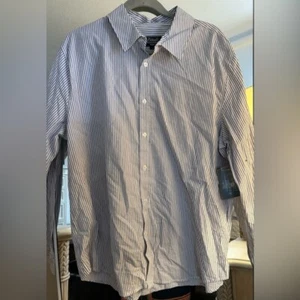 NEW 100% Cotton Mens Pin Striped Button Down Shirt M $54 - Picture 1 of 4