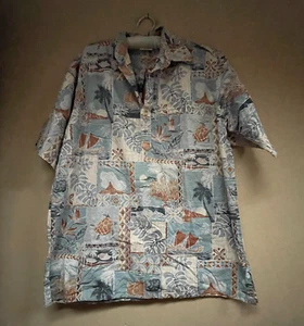 Vintage Go Barefoot Hawaiian Tradition Shirt Mens Large Short Sleeve Pullover - Picture 1 of 8