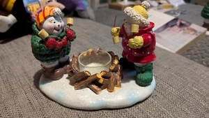YANKEE CANDLE Schneemann Lagerfeuer Teelichthalter Winter Weihnachten Urlaub selten - Bild 1 von 6