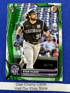 2022 #100 Ryan Vilade Bowman Baseball Paper Green Pattern Parallel 49/99 - Picture 1 of 2