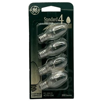 GE Lighting 4W Clear Night Light Bulbs Candelabra Base C7 4 Pack 2000 Hrs READ - Image 1 of 4