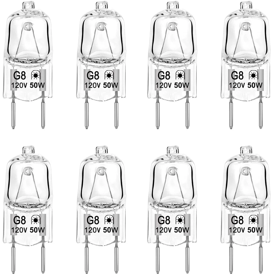 8 Pack G8 Light Bulbs 50W 120V Xenon Under Cabinet Puck Table/Desk Lamps - Image 1 of 4