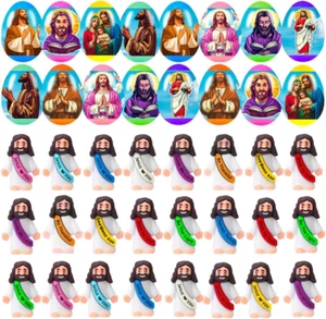 24 Pcs Prefilled Easter Eggs with Mini Jesus Figurines Resin Toys inside Great f - Picture 1 of 12