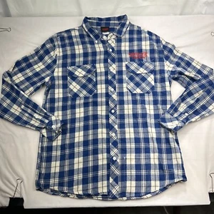Netflix Stranger Things blau kariertes Flanellhemd mit Knopfleiste - Größe L - Bild 1 von 8