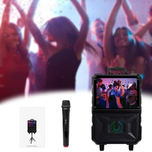 Rechargeable/Smart Portable Karaoke Machine Dual 8" Speakers w/2 Wireless Mic - Picture 1 of 18