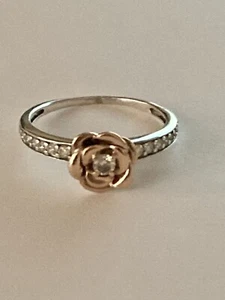 Anello ufficiale Beauty & The Beast belle Disney oro rosa, diamanti, taglia 925 - Foto 1 di 8