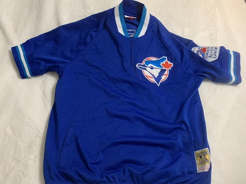 Roberto Alomar BLUE JAYS 1993  Mesh BP Jersey Toronto Mitchell Ness L Cover