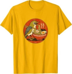 Retro Ramen Vogel T-Shirt Retro lustige Grafik Tee *NEU 10* Farben von Bird.Fan - Bild 1 von 12