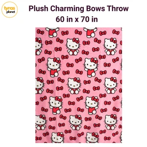 Hello Kitty Plüsch Charming Bows Überwurf Decke Rosa Rot - 60 x 70 Zoll - NEU - Bild 1 von 3