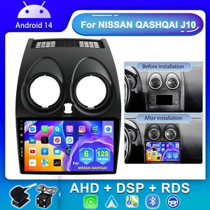 6G+128GB Android 14 Autoradio Per Nissan Qashqai 1 J10 2006-13 GPS Navi Car Play - Foto 1 di 18