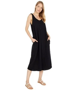 Mod-o-doc Double Layer Gauze Double Scoop MIDI Dress Black MD (US 8-10) - Picture 1 of 5