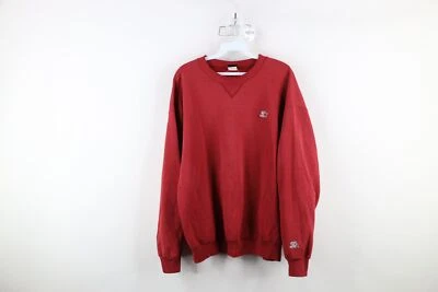 Sudadera de Colección Años 90 Starter Para Hombre Talla Grande Golpeada en Blanco Cuello Redondo Roja Foto 1 de 4