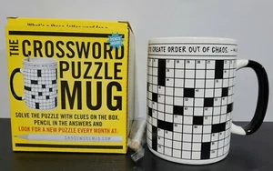 Crossword Puzzle Ceramic Coffee Mug, 14 oz ~ Solve Puzzle with Clues on Box - Picture 1 of 5