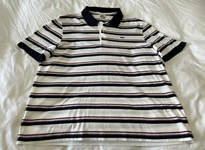 Lacoste Mens SZ 7 (Large) White Striped Polo Shirt - Picture 1 of 8