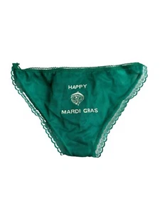 VINTAGE 80s Happy Mardi Gras NWOT Lace String Bikini Panties Green Color - Picture 1 of 6