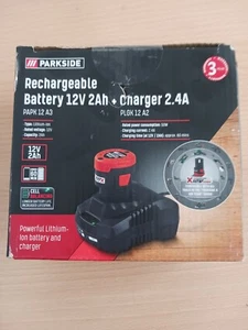 PARKSIDE RECHARGEABLE BATTERY 12V 2AH + CHARGER 2.4A -3 YRS GURANTEE- PARK 12A3 - Picture 1 of 8