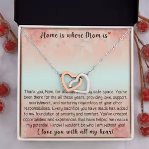Sentimental Mom Daughter Son Interlock Heart Necklace - Mother’s Day 2025 Gifts - Picture 1 of 9