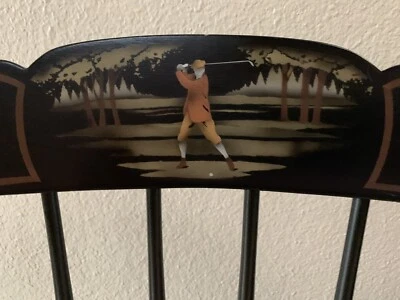 Rare 正品 Hitchock 高尔夫主题椅 4 件套 带桌子 — 第 1/4 张图片