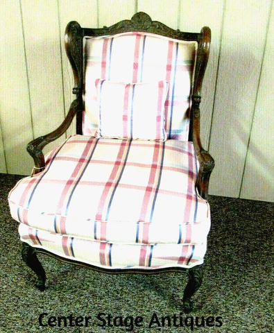 57211 Quality Custom Hand Carved Oak  Wood  Bergere Armchair Chair Cover