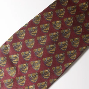 Vintage Burberrys Of London Necktie Maroon Equestrian Horse Print 100% Silk - Picture 1 of 5