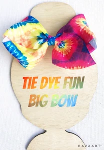 Tie Dye Fun bow, big bow, pigtail bows, hair clip, tie dye headband, 70's bow - Picture 1 of 4