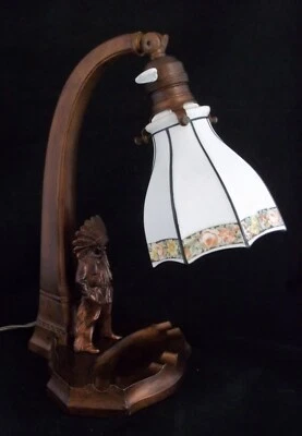 EARLY 20TH CENTURY AUSTRIAN  INDIAN CHIEF BOY FIGURAL DESK LAMP - Image 1 of 4