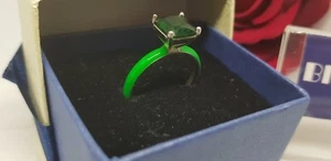 Anello in argento 925 con smalto verde. Spedizione gratuita 🎁👫 - Foto 1 di 6