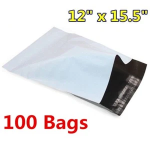 100 12x15.5 Poly Mailers Shipping Envelope Plastic Self Sealing Bag 2.5 Mil UPS - Picture 1 of 3