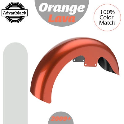 Advanblack ORANGE LAVA Fits 09+ Harley 19" Reveal Wrapper Hugger Front Fender - Image 1 of 4