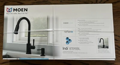 Moen Indi 87090BL Single-Handle Pull-Down Sprayer Kitchen Faucet - Matte Black - Image 1 of 4