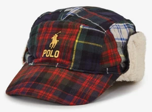 Polo Ralph Lauren karierte Flanell Logo Ohrenklappe Kappe - Bild 1 von 8