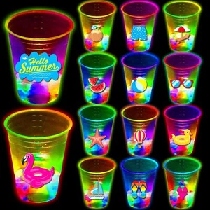 24 Pcs Fun Beach Party Decorations,Glow Theme Cups,Summer Pool birthday Party... - Picture 1 of 7