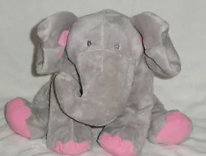 Animal Alley Plush Gray & Pink Elephant Textured Ears Feet Soft Stuffed Toy 14" - Picture 1 of 2