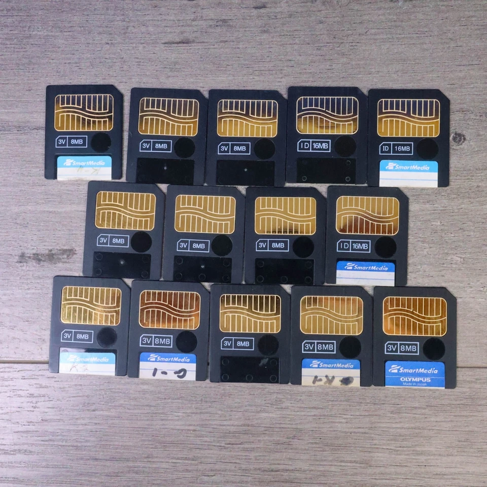 Lot of 14 Smart Media Cards 8MB/16MB Olympus - Image 1 of 1