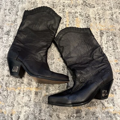 Zodiac Vintage Western Cowboy Boots Blue/Magenta/Black Size 6M - Made In USA - Image 1 of 4