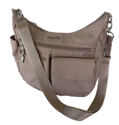 Bolsa tiracolo Baggallini moderna em todos os lugares com blush de pulseira RFID náilon cintilante - Imagem 1 de 4