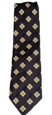 Corbata vintage Anderson pequeña marrón amarilla floral años 70 Cottagecore Hipster Foto 1 de 4