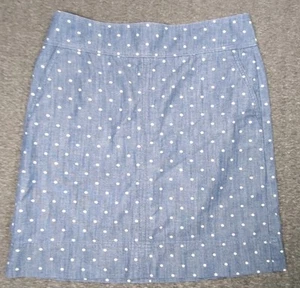 Talbots Women's Skirt 6P (30x19) Straight Blue Polka Dot Cotton Pockets - Picture 1 of 8